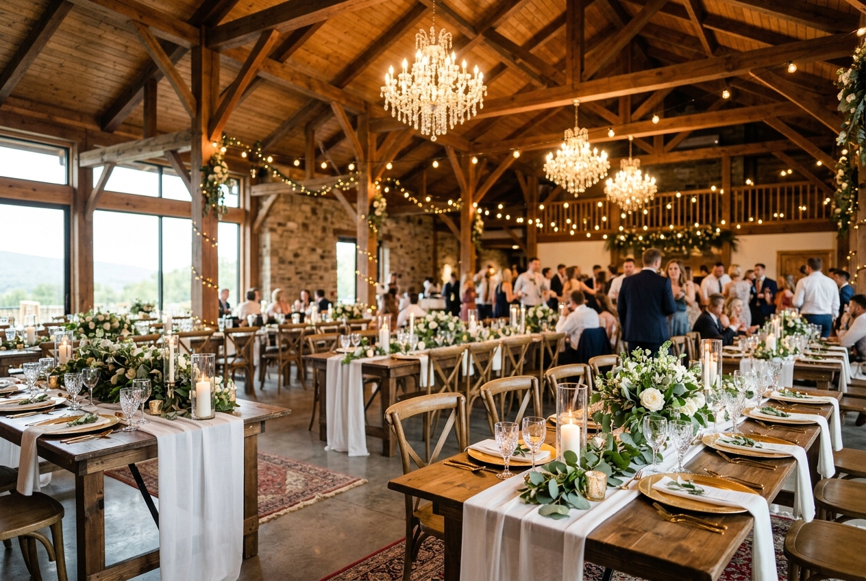 Luxury rustic reception hall layout